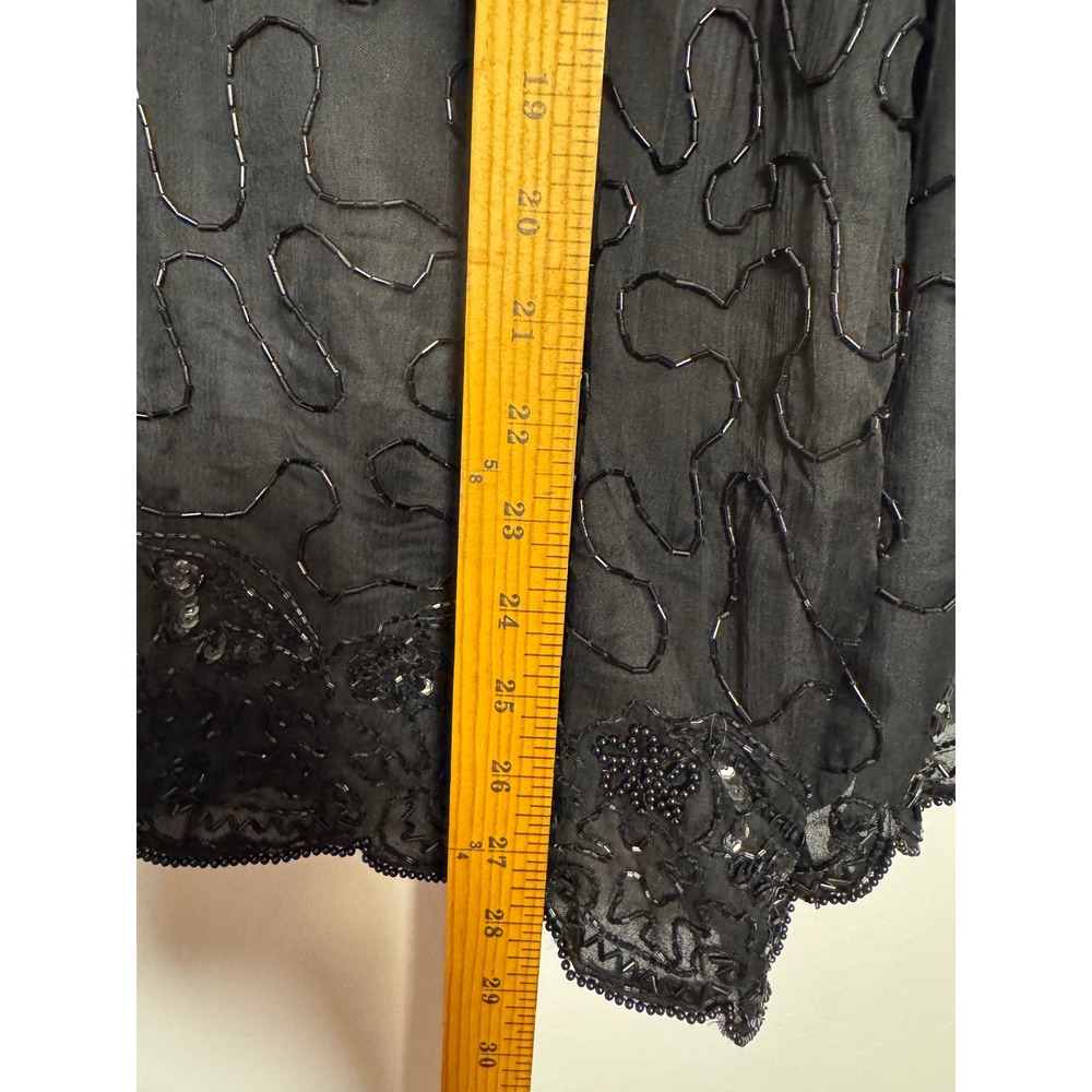 Vintage Deadstock Glamour Silky Nites Beaded Silk Evening Jacket Women 3X Black - Picture 10 of 11